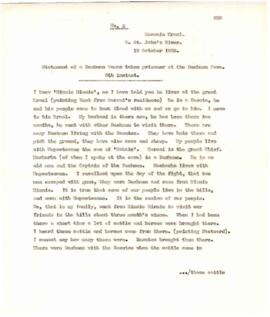 Statement Of A Bushmen Woman Taken Prisoner At The Bushmen Cave