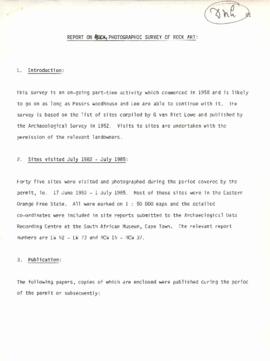 Report On Photographic Survey Of Rock Art